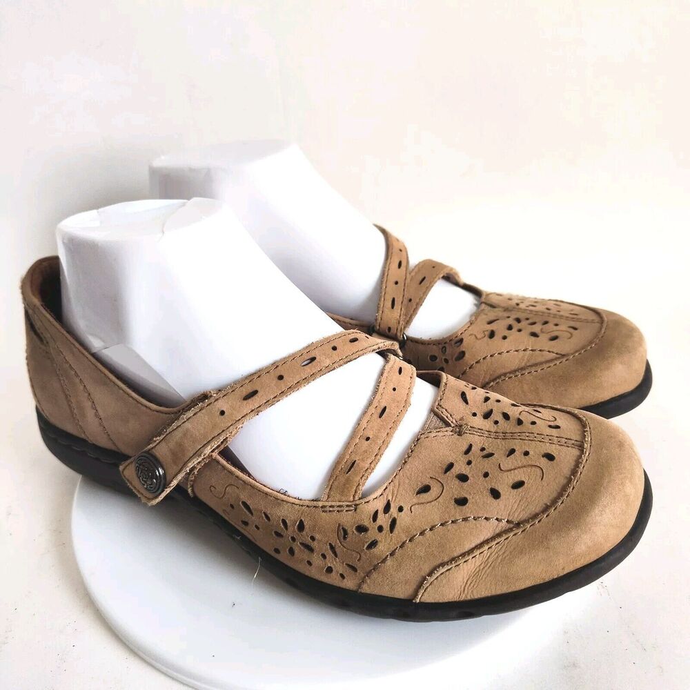 Rockport Cobb Hill‎ Cross-Strap Mary Janes Comfort Shoes Beige Tan Womens 7 Wide